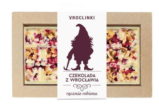 Czekolada biała z żurawiną i orzechami laskowymi - krasnal 3 Vroclinki - Wrocławskie Praliny