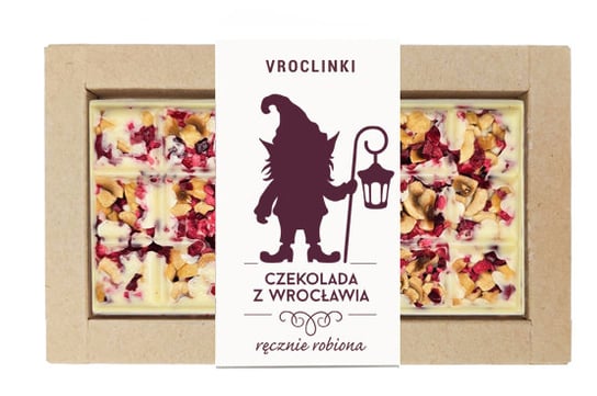 Czekolada biała z żurawiną i orzechami laskowymi - krasnal 4 Vroclinki - Wrocławskie Praliny