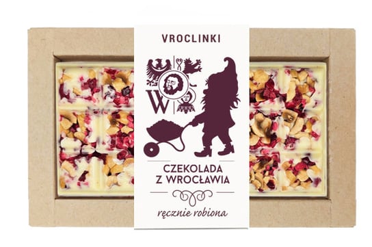 Czekolada biała z żurawiną i orzechami laskowymi - krasnal 6 Vroclinki - Wrocławskie Praliny