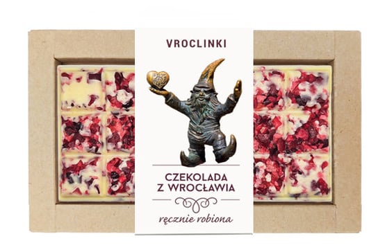 Czekolada biała z żurawiną - krasnal 5 Vroclinki - Wrocławskie Praliny