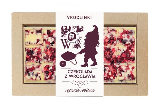 Czekolada biała z żurawiną - krasnal 6 Vroclinki - Wrocławskie Praliny