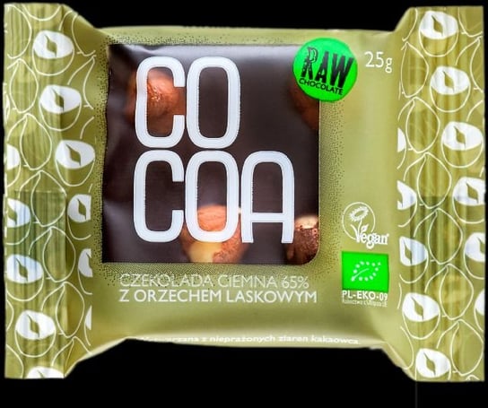 CZEKOLADA CIEMNA 65 % Z ORZECHAMI LASKOWYMI BIO 25 g - COCOA Cocoa