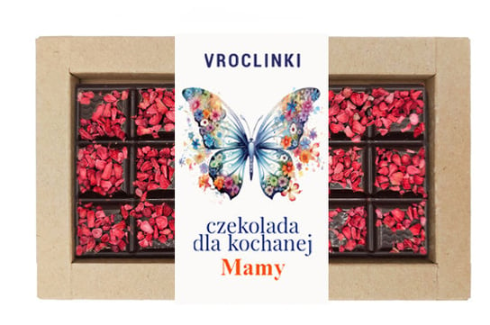 Czekolada gorzka z malinami - Dzień Mamy motyl Vroclinki - Wrocławskie Praliny