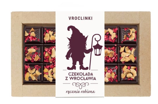 Czekolada gorzka z malinami i orzechami laskowymi - krasnal 4 Vroclinki - Wrocławskie Praliny