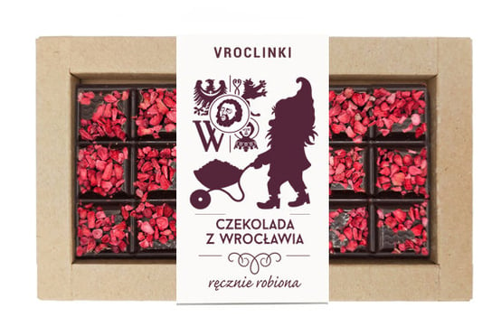 Czekolada gorzka z malinami - krasnal 6 Vroclinki - Wrocławskie Praliny