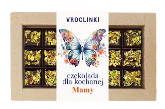 Czekolada gorzka z pistacjami - Dzień Mamy motyl Vroclinki - Wrocławskie Praliny
