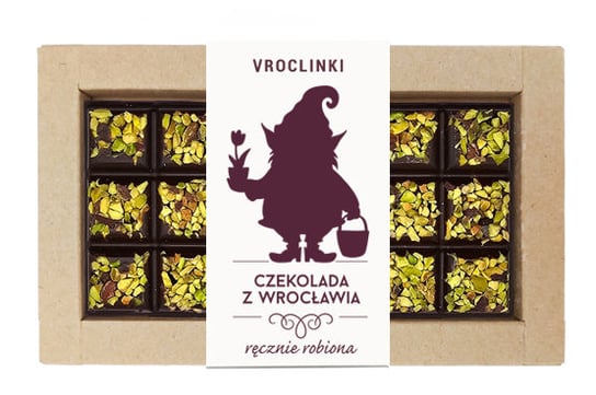 Czekolada gorzka z pistacjami - krasnal 1 Vroclinki - Wrocławskie Praliny