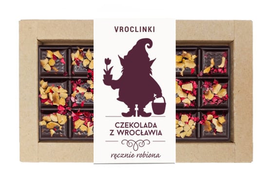 Czekolada gorzka z żurawiną i orzechami laskowymi - krasnal 1 Vroclinki - Wrocławskie Praliny