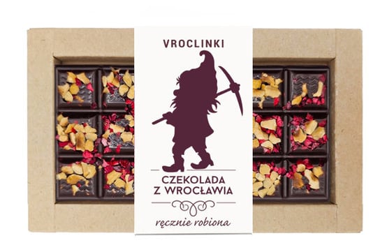 Czekolada gorzka z żurawiną i orzechami laskowymi - krasnal 2 Vroclinki - Wrocławskie Praliny