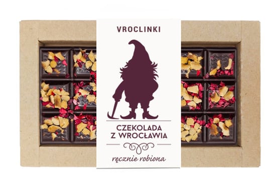 Czekolada gorzka z żurawiną i orzechami laskowymi - krasnal 3 Vroclinki - Wrocławskie Praliny