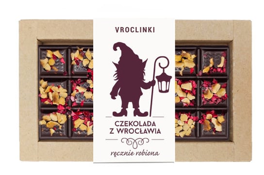 Czekolada gorzka z żurawiną i orzechami laskowymi - krasnal 4 Vroclinki - Wrocławskie Praliny
