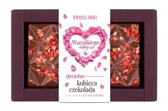 Czekolada mleczna bez cukru z truskawkami - Dzień Kobiet Vroclinki Vroclinki - Wrocławskie Praliny