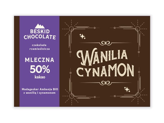 Czekolada mleczna Madagaskar Ambanja BIO 50% z wanilią i cynamonem Beskid Chocolate