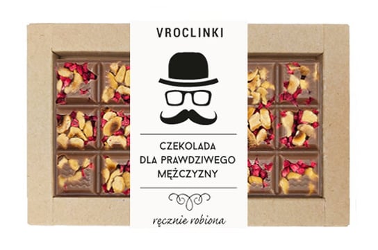 Czekolada mleczna z malinami i orzechami laskowymi Dzień mężczyzny Vroclinki - Wrocławskie Praliny