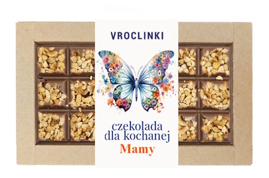 Czekolada mleczna z orzechami laskowymi - Dzień Mamy motyl Vroclinki - Wrocławskie Praliny