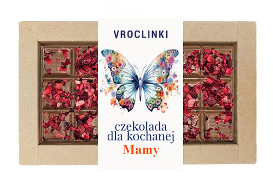 Czekolada mleczna z żurawiną - Dzień Mamy motyl Vroclinki - Wrocławskie Praliny