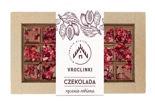 Czekolada mleczna z żurawiną - firmowa ecru Vroclinki - Wrocławskie Praliny