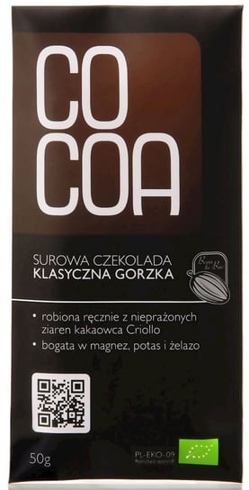 CZEKOLADA SUROWA KLASYCZNA GORZKA BIO 50 g - COCOA Cocoa