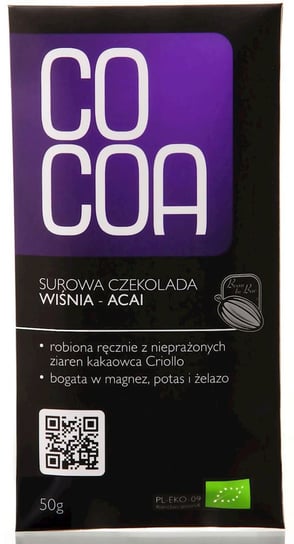 CZEKOLADA SUROWA WIŚNIA - ACAI BIO 50 g - COCOA Cocoa