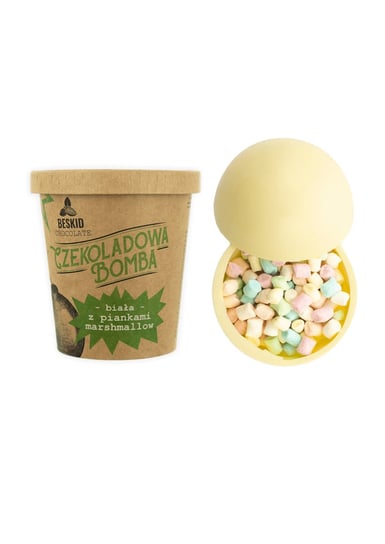 Czekoladowa bomba biała z piankami marshmallow - gorąca czekolada z kubkiem prezent na wielkanoc Cup&You