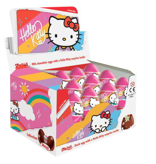 Czekoladowe Jajka Niespodzianki Hello Kitty Karton 24Szt Zaini