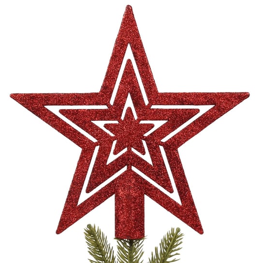 Czerwona gwiazda na choinkę, błyszczący czubek 20 cm Uniwersalny sarcia.eu