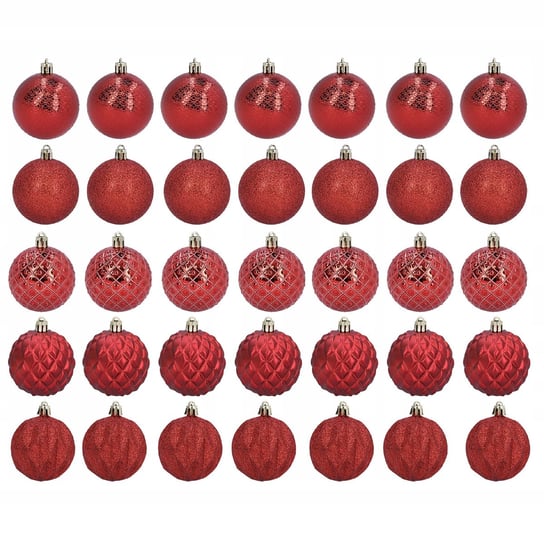 Czerwone bombki choinkowe WZORY ozdoby choinkowe świąteczne zestaw 35 szt Nice Stuff