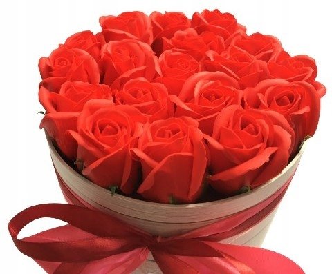 Czerwone Róże Mydlane W Pudełku Na Prezent Urodziny Kobiet Walentynki 18 DOMOSFERA