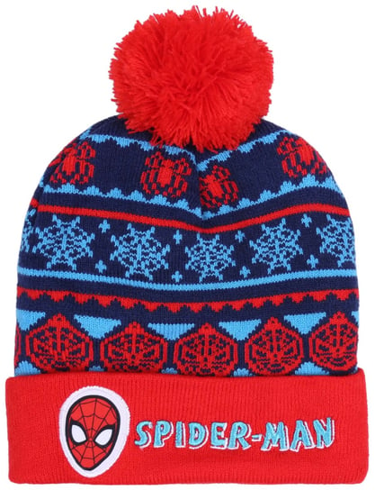 Czerwono-niebieska, ciepła, chłopięca czapka w zimowy wzór SPIDER-MAN Marvel Marvel
