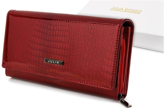 Czerwony duży portfel damski ze skóry naturalnej Julia Rosso F68 czerwony Julia Rosso