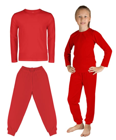 Czerwony komplet zestaw dziecięcy dla chłopca i dziewczynki czerwona BLUZKA i SPODNIE  104 Inna marka