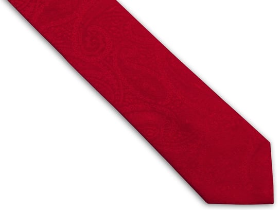 Czerwony Krawat Męski - Paisley, Strukturalny Materiał D314 Modini