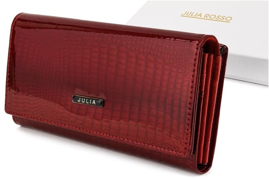 Czerwony piękny damski portfel skórzany Julia Rosso bigiel F65 czerwony Julia Rosso