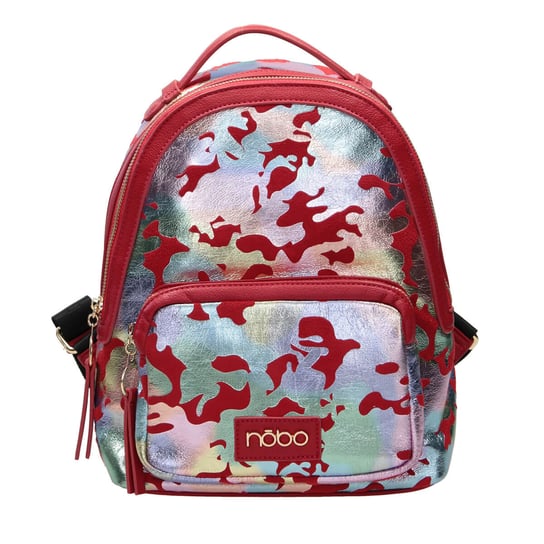Czerwony plecak Nobo w multikolorowe moro Nobo