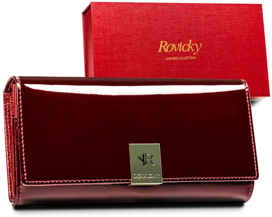 Czerwony portfel damski skórzany lakierowany ROVICKY® Rovicky