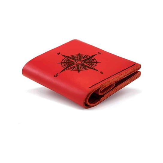 Czerwony portfel damski skórzany średni na karty na banknoty na bilon z grawerem z inicjałami z imieniem handmade ręcznie robiony Luniko