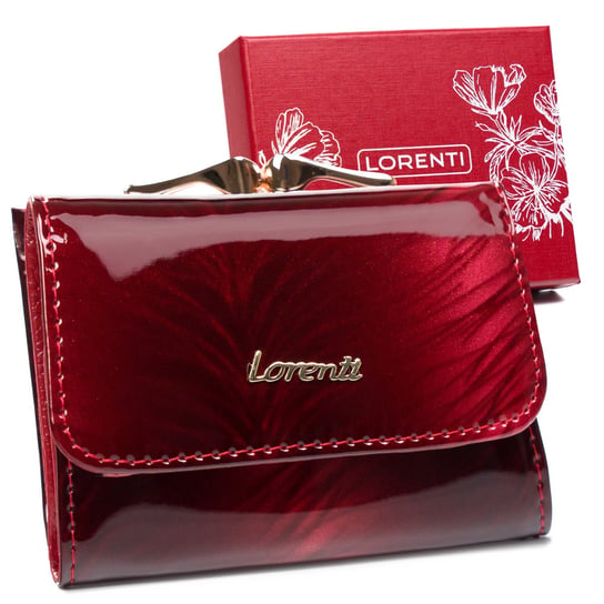 Czerwony portfel damski z cieniowanej skóry naturalnej — Lorenti Lorenti
