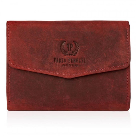 Czerwony portfel skórzany damski vintage Paolo Peruzzi