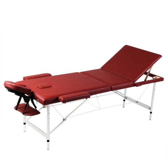 Czerwony składany stół do masażu 3 strefy z aluminiową ramą vidaXL
