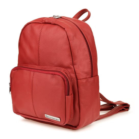Czerwony skórzany damski plecak Beltimore pojemny R33 czerwony Beltimore