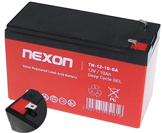 Czerwony Smukły Akumulator NEXON żelowy GEL 12V 10Ah UPS ROWER POJAZD Inny producent