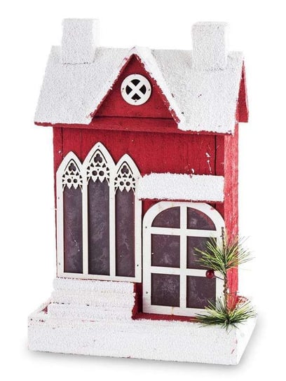 Czerwony świąteczny wysoki zaśnieżony Domek Led Art-Pol