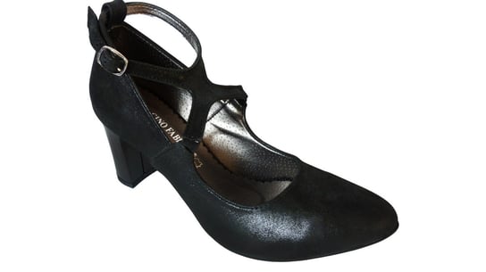 Czółenka czarne na szerszą stopę obcas 7,5cm nr.38 Polskie buty