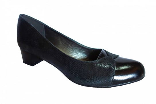 Czółenko czarne na szerszą stopę obcas 3,8cm nr.37 Polskie buty