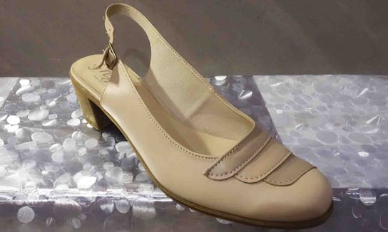 Czółenko-sandały damskie bezowe obcas 5,2 cm nr.40 Polskie buty