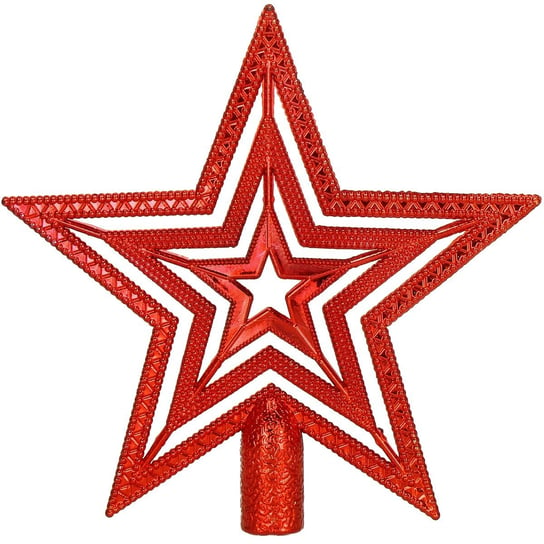Czubek na choinkę 10cm gwiazda ażurowa czerwona Springos
