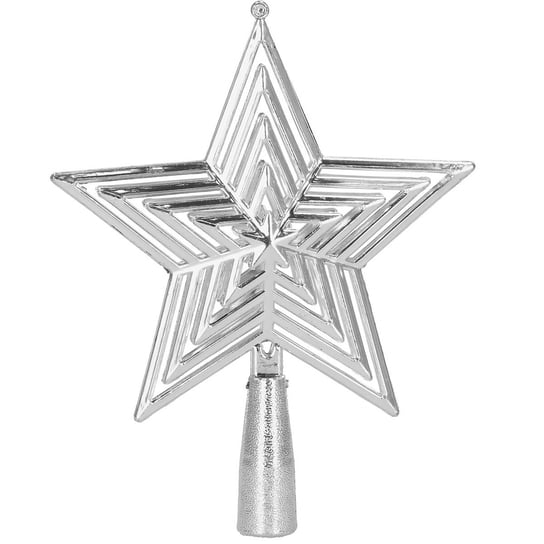 Czubek na choinkę 18cm gwiazda ażurowa srebrna Springos