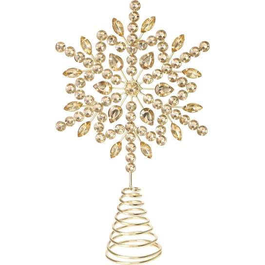 Czubek na choinkę, złota śnieżynka z cyrkoniami, Ø 17 cm Home Styling Collection