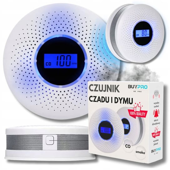 Czujnik Dymu Czadu Tlenku Węgla Detektor Sensor Lcd Czujnik Alarm Wykrywacz Buypro
