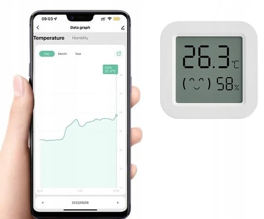 Czujnik Temperatury i Wilgotności BLUETOOTH Aplikacja Tuya Smart BIAŁY Tuya